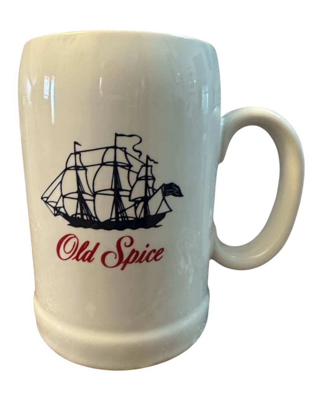 Vintage White Old Spice Ceramic Beer Stein Mug